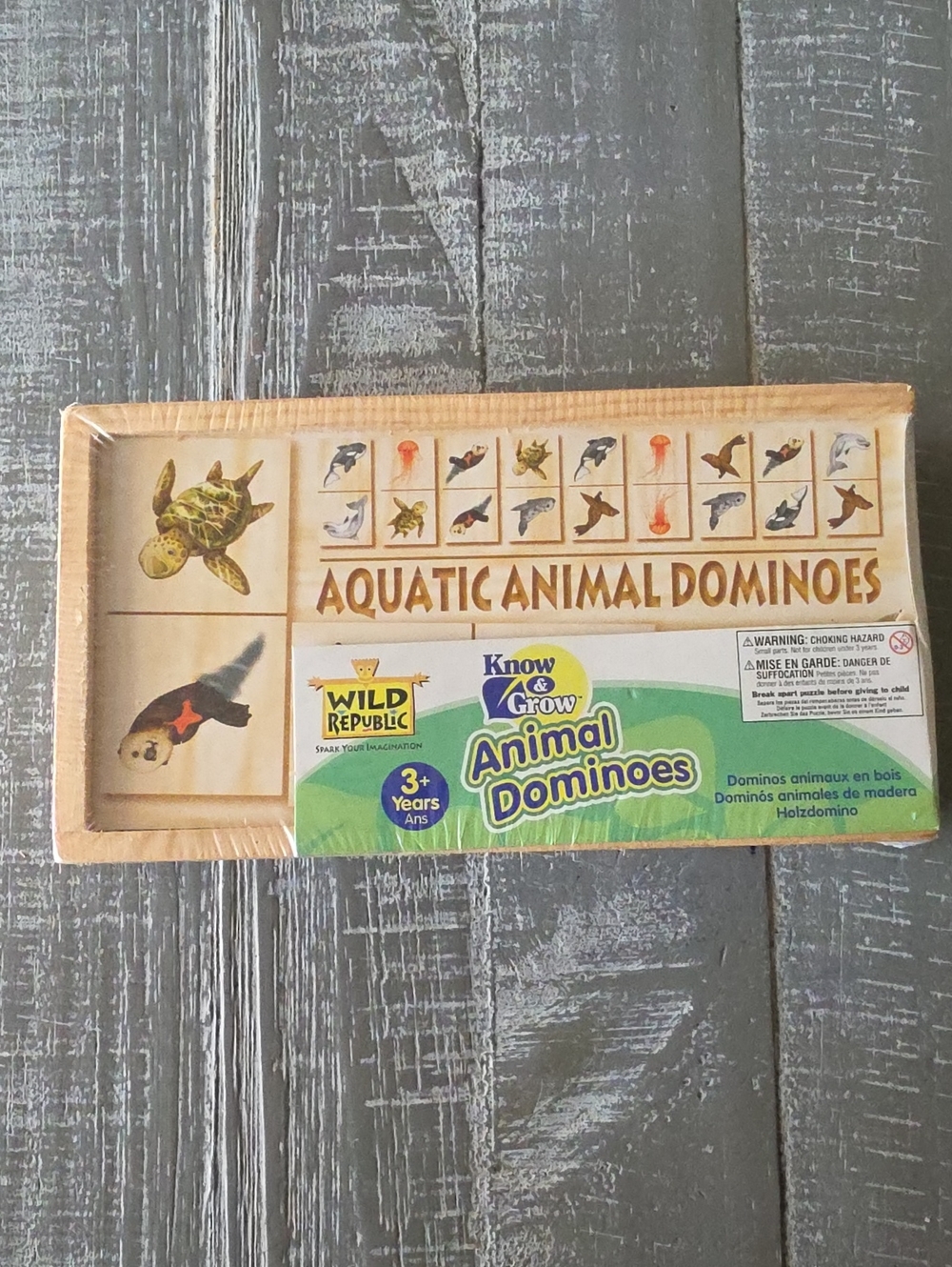 Wild Republic Know & Grow AQUATIC ANIMAL DOMINOES Set, 28 Pieces, Turtle Otter
